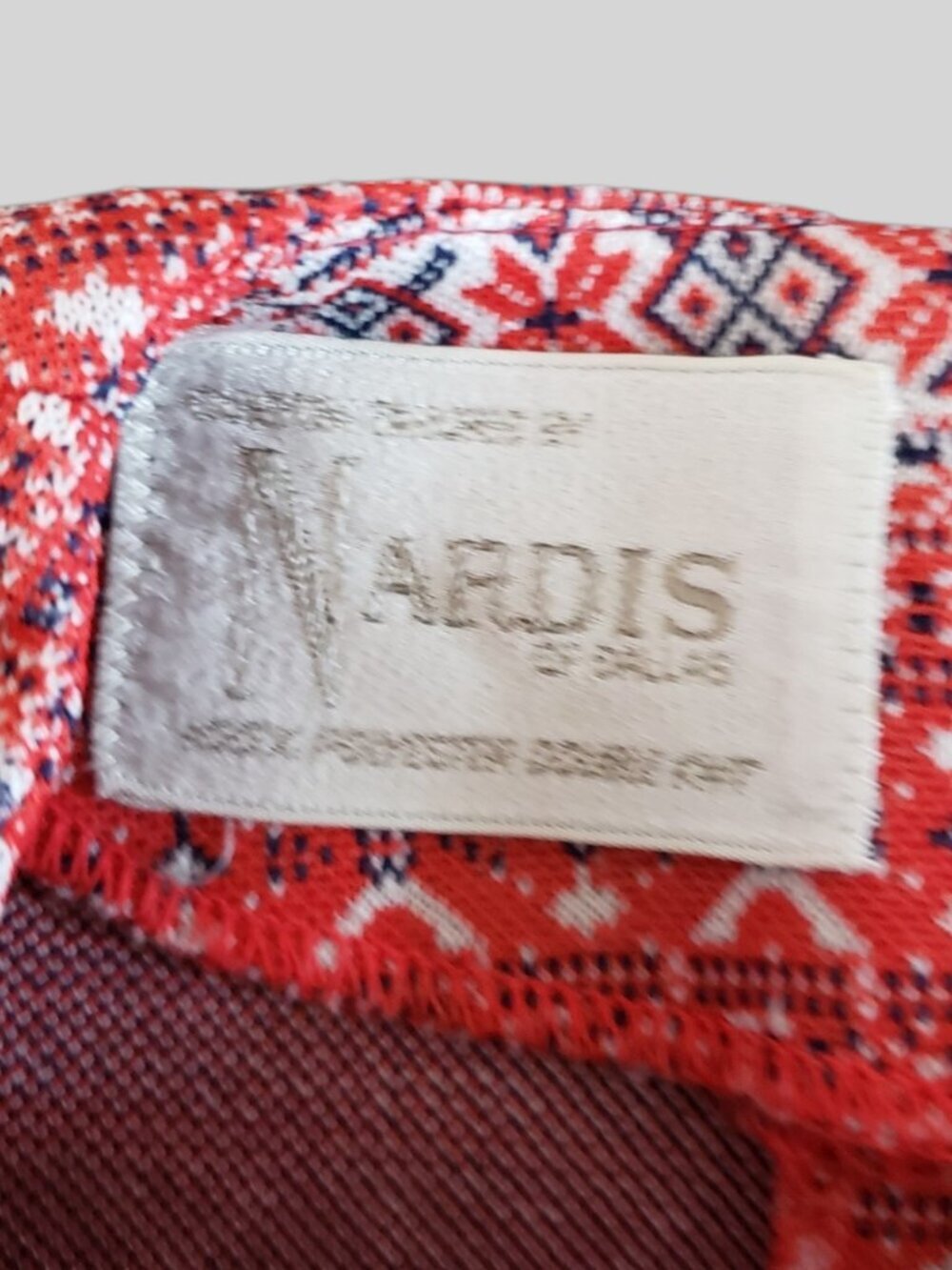 Nardis Of Dallas Vtg Red Sleeveless Shift Dress W/Geometric Pattern Small - Picture 7 of 9